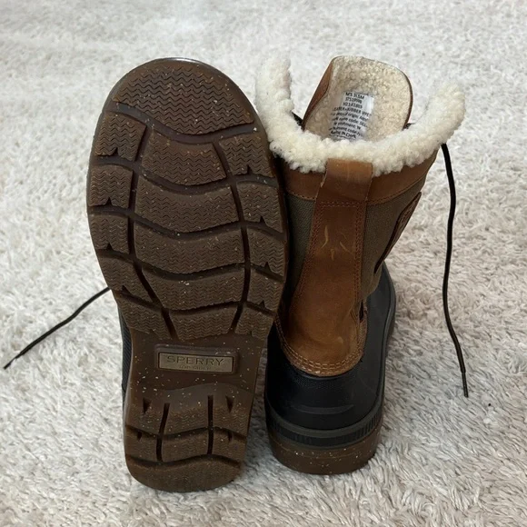 Sperry Tan and Black Shearling-Lined Boots Size 10.5 - Picture 7 of 9
